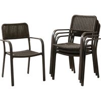 Sillas de JardĂn Apilables Reposabrazos Respaldo Marco Acero MarrĂłn Oscuro 55x60x83 cm