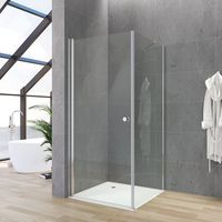 Duschkabine Eckdusche Drehtür mit Seitenwand 5mm Klarglas 80 Tür x 70 Seitenwand xH.187cm
