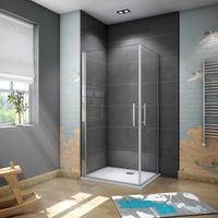 195 cm Box Doccia Angolare Doppie Porte Battenti Vetro Temperato 6 mm Anticalcare Trasparente 76x70 cm