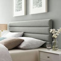 Headboard de lit 140 cm recouvert de lin hauteur réglable sur 3 niveaux 106/116/126 cm monté au mur gris