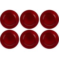 6 X Assiettes De Noël En Plastique 33cm Décorations De Table De Noël Rouge