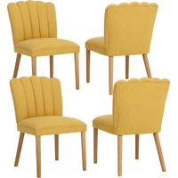 Wahson Lot de 4 Chaises de Salle à Manger en Lin, Chaises de Cuisine Rembourrées avec Dossier Confortable pour Cuisine, Bureau, Chambre, Jaune