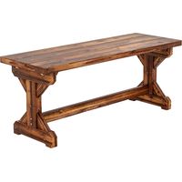 Rustic Wooden Garden Bench, Backless Outdoor Bench Patio Loveseat with X-Shape Base for Porch, Park, Carbonised Finish