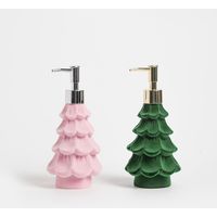 1 Seifenspender aus Kunstharz in Form eines Weihnachtsbaums mit beflockter Oberfläche, geeignet als Seifenspender im Badezimmer oder als Handseifenspender in der Küche. – AquaForge