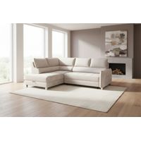 Ecksofa Schlafsofa Sofa MARNO in Stoff Chill Me Creme Ottomane Links