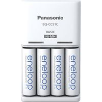 Panasonic eneloop BQ-CC51 52051E40 - Caricabatterie rotondo (2/4 NI-MH), colore bianco