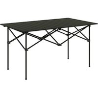Campingtafel, inklapbare tafel met oprolbaar tafelblad, tuintafel van aluminium, 2 personen, 95 x 55 cm, zwart