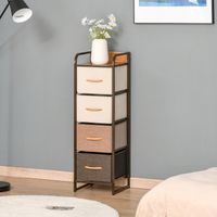 Kommode mit 5 Schubladen und klappbaren Stoffschubladen – schwarzes Stahlgestell – 45 x 30 x 116 cm