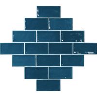 Carrelage Zellige bleu brillant 7.5x15 cm – Fini brillant pour décoration murale – Teinte océanique apaisante – El Barco