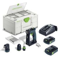 Festool – Perceuse-visseuse sans fil 18V – 2 batteries 3.0Ah – Moteur EC-TEC sans balais – Mandrin CENTROTEC 10mm – Coffret Systainer inclus