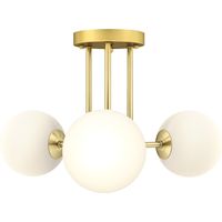 Lámpara de techo LED con pantallas esféricas, moderna lámpara de techo de 3 luces con casquillos G9 para sala de estar, dormitorio, comedor, bombillas no incluidas, tono dorado