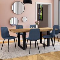 Lote de 6 sillas de comedor MIRA de tela azul
