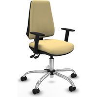 Elche AS similpiel crema brazos 1D base cromada ruedas nailon 65mm