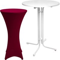 Outdoor Stehtisch Sylt, klappbar, Ø80cm, Bordeaux, mit Husse