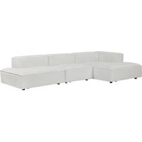 Divano angolare destro aperto modulabile in velluto a coste beige - RUZOLO