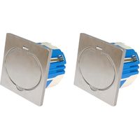 Zenitech – Lot de 2 prises de sol 2P+T 16A IP44 aluminium brossé – Clapet protection 90° – Boîte encastrement multimatériaux – Pour intérieur et extérieur