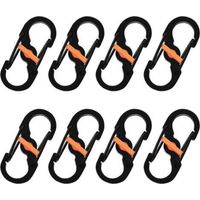8 Pièces S Mousquetons Crochet Mousqueton Mousqueton en Métal Mini Mousqueton Forme S Mousquetons S Bague Mousqueton Noir en Acier Inoxydable pour Voyages Camping Randonnée Pêche