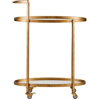 Desserte de cuisine à roulettes 67x35x86 cm – Double plateau en verre – Structure en métal laiton – Poignée ergonomique – Whitelabel