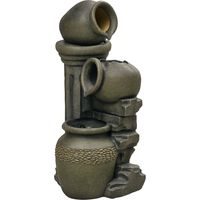 Springbrunnen, verstellbare Pumpe, wetterbeständig, 25 cm x 24 cm x 60 cm, Grau