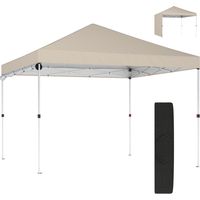 Outsunny Gazebo Pop-Up 3x3 m, Borsa, Picchetti, Corde, Beige