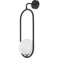 Applique industriale nera ovale sfera vetro E14 Jupiter