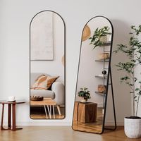 Grand Miroir Pleine Longueur,162 x 50 cm,Miroir Mural,Miroir sur Pied,Miroir de Sol,Miroir Autoportant- Noir