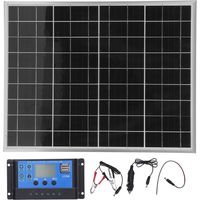 Chargeur de Batterie de Voiture Solaire 15W, Adaptation Automatique 12V / 24V avec Contrôleur 60A, Kits de Charge à Filet de Panneau Solaire étanche pour Le RV