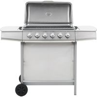 Gasgrill mit 6 Flammen Edelstahl Silbern vidaXL