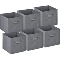 12 scatole di stoccaggio, 19 l, contenitore in tessuto, HLP 26,5x28x28 cm, cesto pieghevole, manico, grigio chiaro