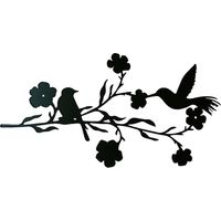 Décoration murale en métal - Oiseau sur branche - Silhouette d'art - Décoration murale en métal noir - Décoration murale pour la maison, la chambre à coucher, le salon, la cuisine, le jardin