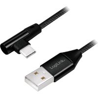Cable USB 2.0 USB A male USB C prise male angulaire 0.3m - Noir