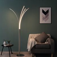 Kosilum – Lampadaire LED H180 cm nickel satiné – 1920 lumens – Éclairage économe en énergie – Interrupteur à pied