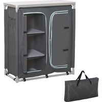 Armario de Camping Plegable con Estantes y Bolsa de Transporte para Exterior 96x49,5x104 cm Gris