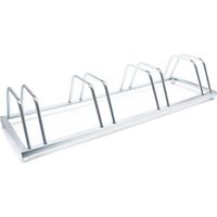 Wiltec Râtelier pour 4 vélos, 1240 x 395 x 195 mm, Montage au sol et mural, Support bicyclette en acier galvanisé, Pied béquille de stationnement