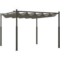Pergola de jardin 3x3m avec toit rétractable et fixation magnétique, protection UV30+, poteaux et crochets en métal, grise