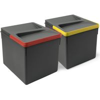 Emuca Kit de bacs de tri sélectif pour tiroirs de cuisine Recycle hauteur 216mm, 2x12litres, Plastique gris anthracite