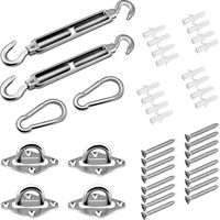 Kit de Fixation pour Voile D'ombrage, Kit Accessoires de Fixation de Matériel pour Voile D'ombrage en Acier Inoxydable pour Auvents Carrés Rectangle et Triangulaires (40 pcs)
