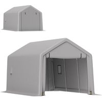 Carport tente de garage 3 x 5,2 m, abri voiture extérieur carport pour voiture avec porte enroulable amovible gris