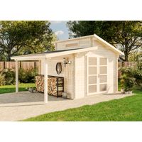 Alpholz Gartenhaus Aktiva mit Schleppdach Gartenhaus aus Holz, Holzhaus mit 28 mm Wandstärke inklusive Schleppdach, Blockbohlenhaus mit Montagematerial