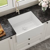 Évier de Céramique Blanc Style Ferme avec Accessoires – Poste de Travail 61cm (L) x 51cm (W) x 25cm (H) – DeerValley