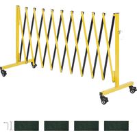 Mophorn Barrière de Sécurité Extensible 3,94 m, Clôture Accordéon Mobile en Métal, Pliable et Portable avec Roulettes Verrouillables, Design Compact pour Allées, Entrepôts et Ascenseurs