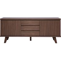 Aparador escandinavo de madera oscura nogal 2 puertas 3 cajones L180 cm FIFTIES