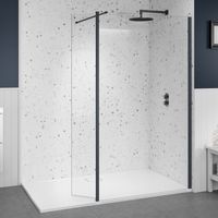 Merlyn 8mm Matt Black Wetroom Shower Screen Swivel Return Panel 300mm