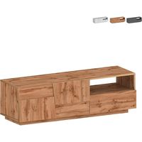 Moderner Wohnzimmer-TV-Schrank, 2 Türen, 1 Schublade, 150x44x46 cm, Modell Trevis - Eiche