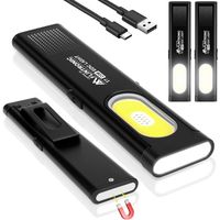 2pcs Mini Flat EDC Lampe de poche Rechargeable USB C,450 Lumens Cob Lampe de travail avec base magnétique et clip de boucle. Convient pour l'entretien, le camping, la randonnée, l'urgence