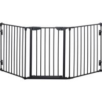Barrera para Perros Plegable de 3 Paneles con Cierre Inteligente Barrera de Seguridad para Pasillo 180x74,5 cm Negro