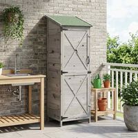 vidaXL Garden Shed with Roof Grey 59.5 x 56 x 176.5 cm Solid Fir Wood