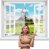 Moustiquaire Fenêtre Fenetre Magnetique 115 x 90 cm Fenetre Aimantée Magnetique Rideaux Anti Mouche Insecte Avec Bandes Magnétiques Fermeture Automatique【Blanc】