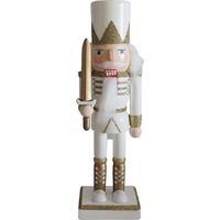 Schiaccianoci di Natale Rebecca Mobili Felicia 25x6,5x7,5 Legno Bianco Oro Classico