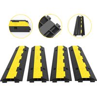 VEVOR Rampe de Protection Cable Lot de 4 a 2 Canaux Passage de Cable au Sol Caoutchouc PVC Passe Cable Ralentisseur Modulaire Capacite Charge 4989 kg pour Maison Bureau Terrains de Jeux 101x24,5x5 cm